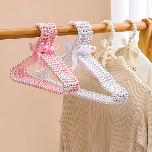 # 0121 Pearl Hanger with Bow, Decorative Pearl Clothes Hanger, Fairy-Style Garment Rack for Hanging Clothes.